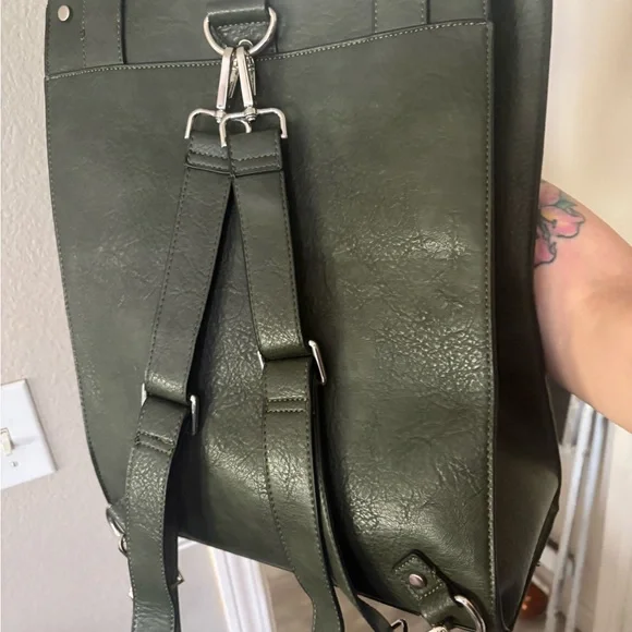 Disturbia Juniper backpack! Mushroom Embroidered Green vegan Leather Bag - Picture 2 of 3